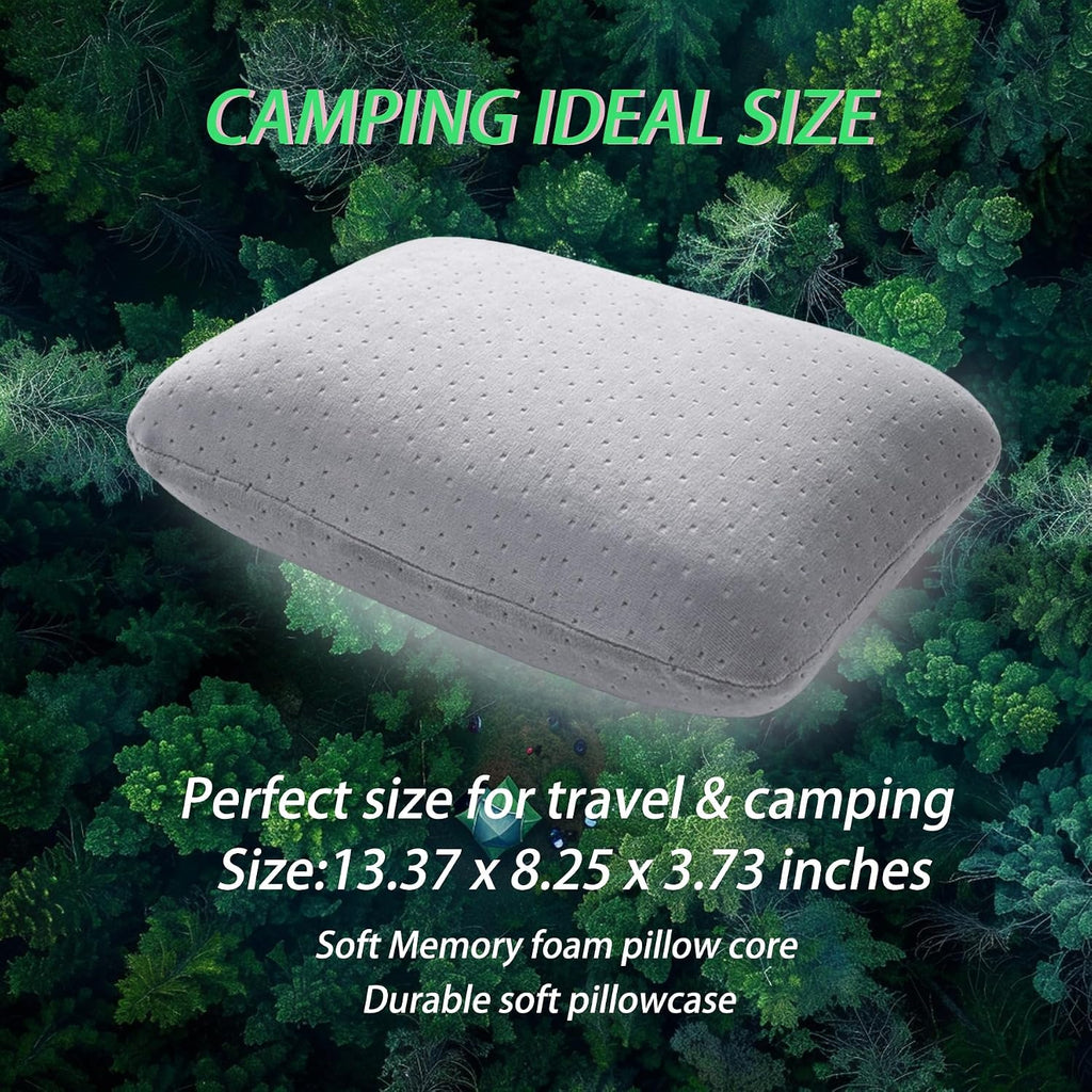 Travel Pillow Small Camping Pillow Memory Foam Bed Neck Soft Home Pillow Lightweight Easy to Carry Removable Pillow Cover for Travel,Sleeping,Nap and Neck,Knee,Leg,Lumbar Support Pillow (Light Gray)