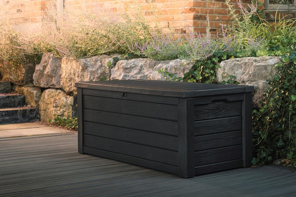 Keter Westwood Outdoor Storage Deck Box, 150 Gallon, Dark Grey