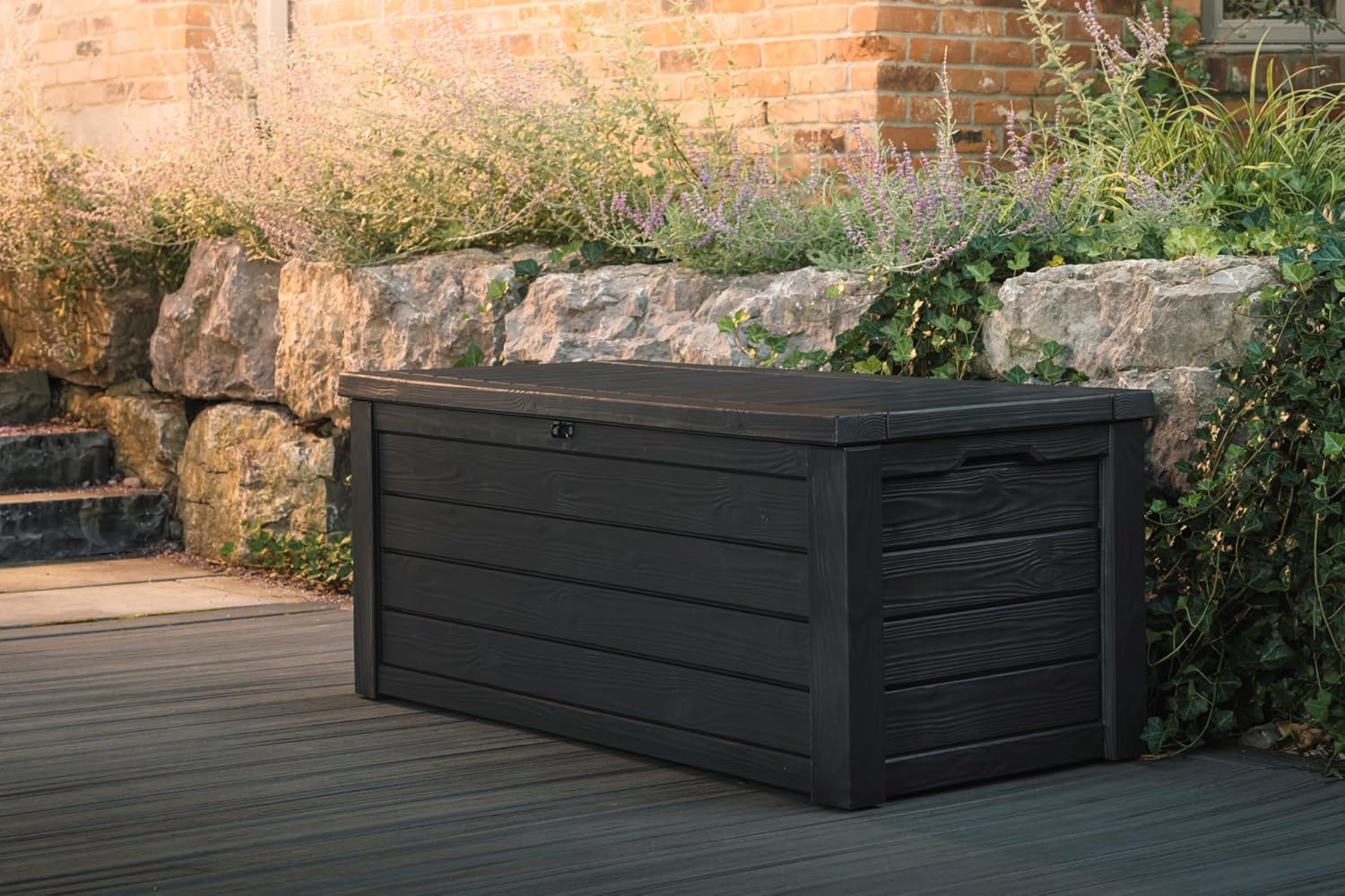 Keter Westwood Outdoor Storage Deck Box, 150 Gallon, Dark Grey