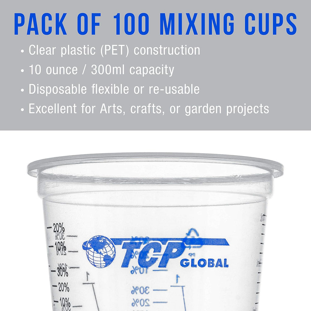 TCP Global 10 oz. (300ml) Graduated Plastic Mixing Cups - Box of 100