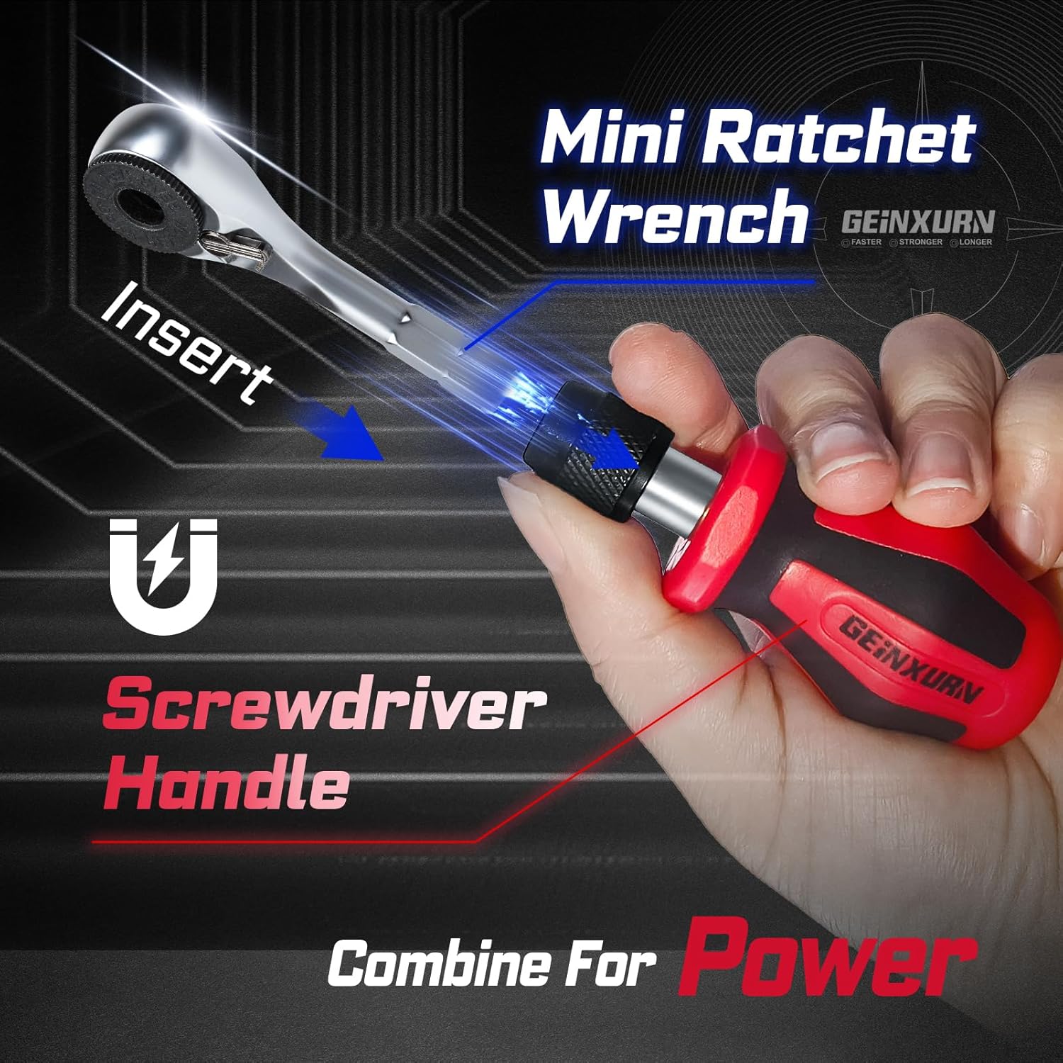 Geinxurn 21 Pieces Tool Kit Include Mini Ratchet Wrench, S2 Steel Screwdriver Bit, Mini Screwdriver Handle, Magnetic Locking Bit Holde, Socket Wrench Nut Driver Set. Portable Hand Tools Set for Repair