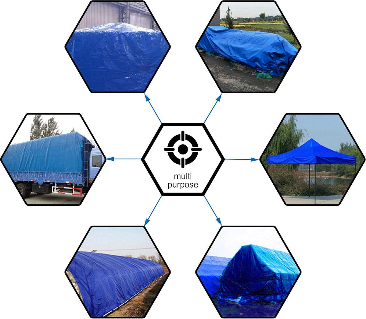 CARTMAN 10x10Ft Multipurpose Waterproof Poly Tarp Cover 5 Mil, Blue