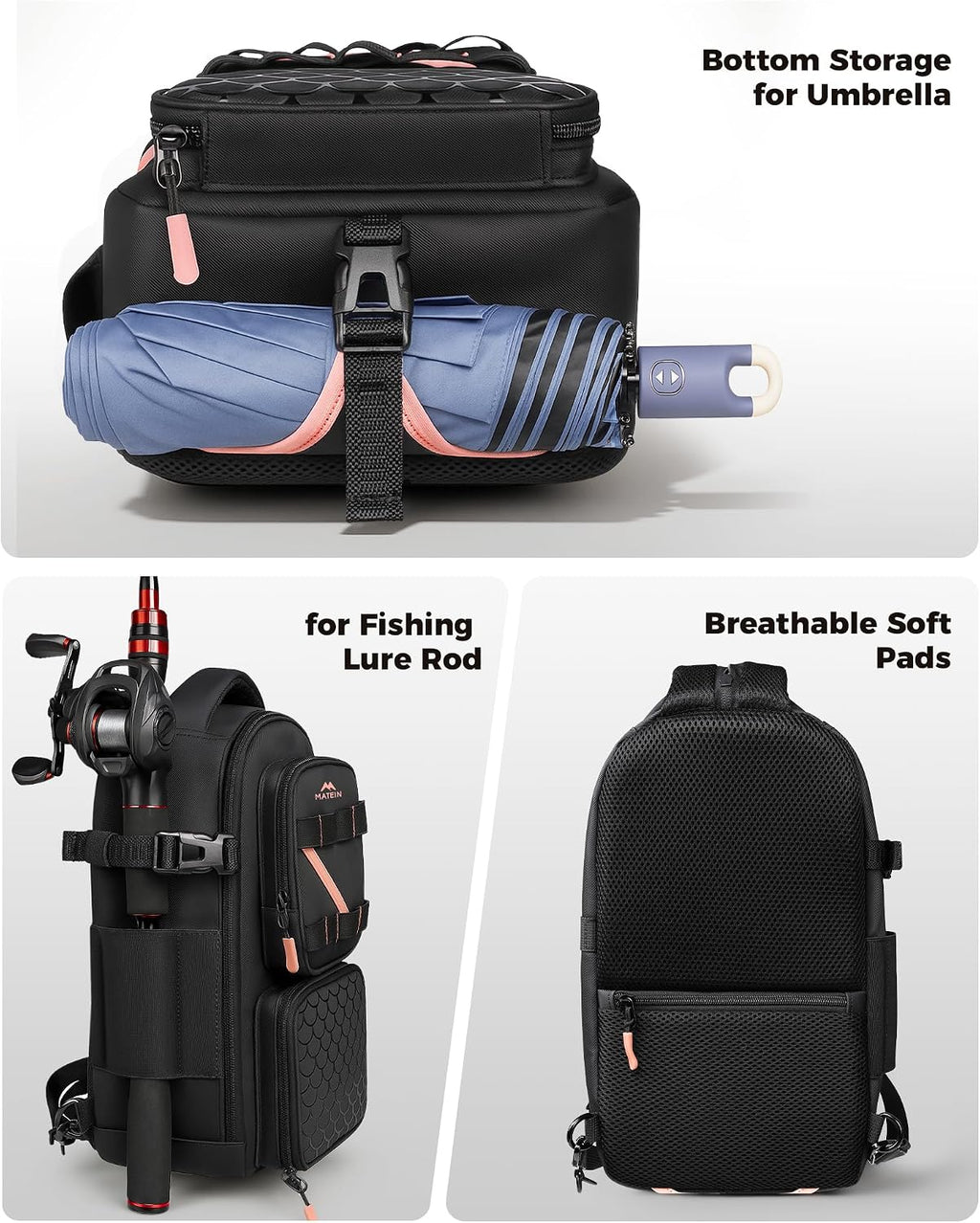 MATEIN Fishing Sling Bag with Phone Pouch, 3600 Tackle Box Backpack