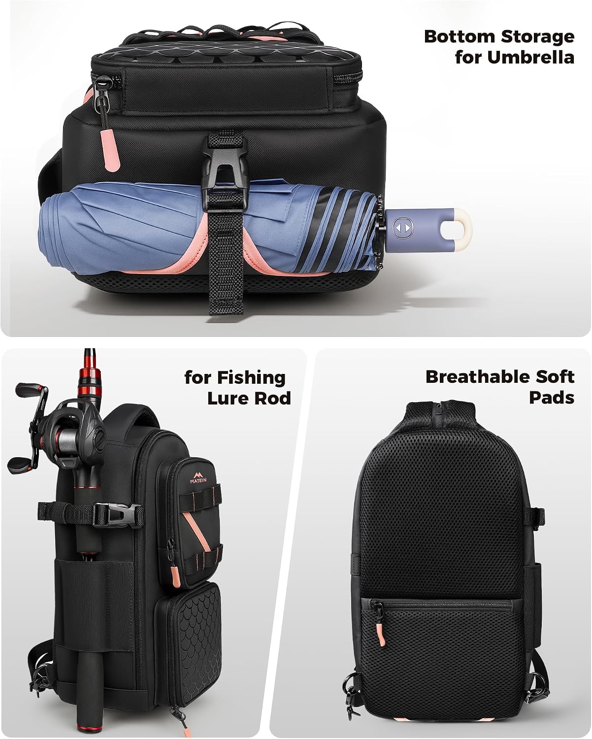 MATEIN Fishing Sling Bag with Phone Pouch, 3600 Tackle Box Backpack