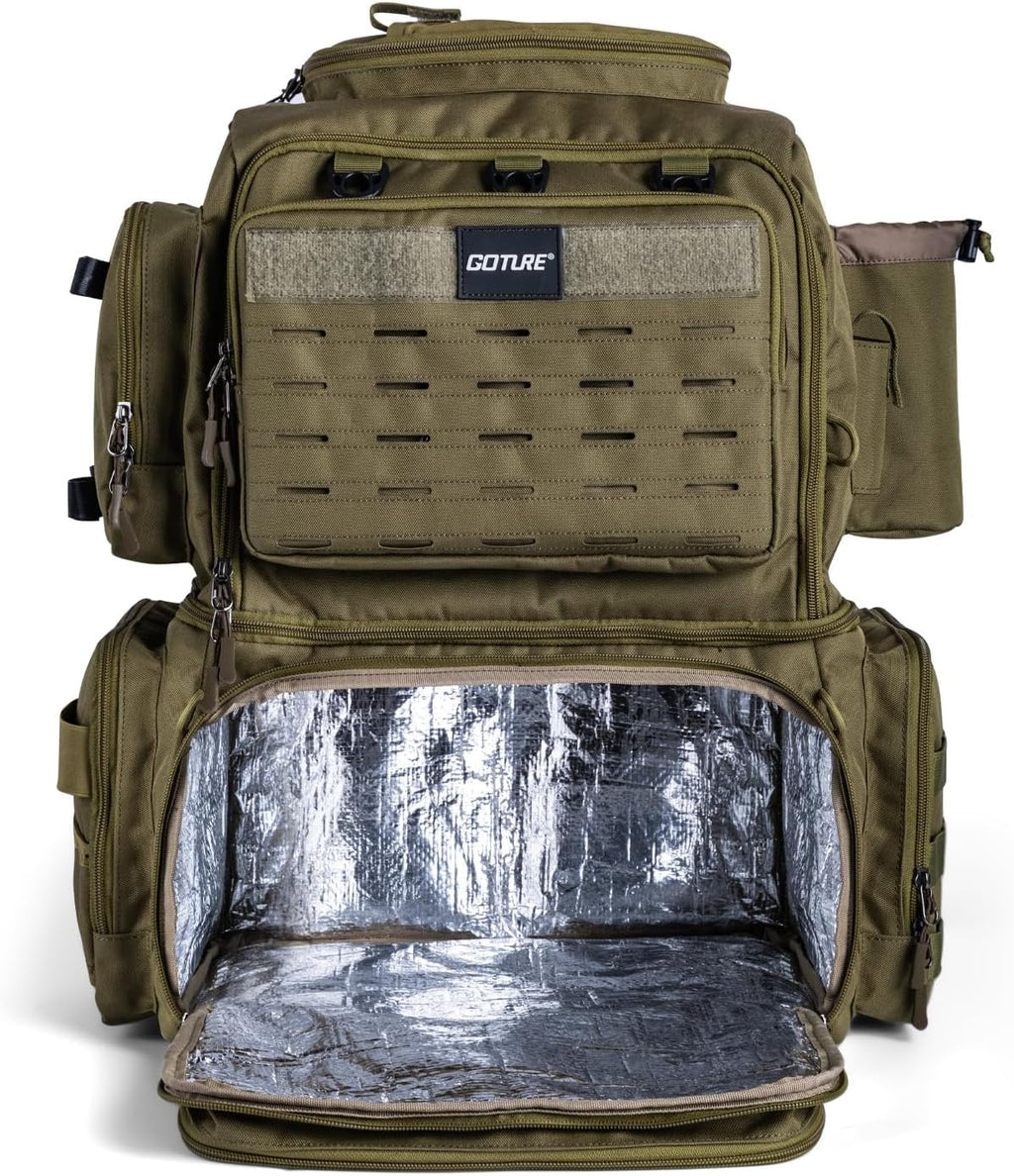 Goture Fishing Tackle Backpack with Cooler, 2 Rod Holders & Rain Cover