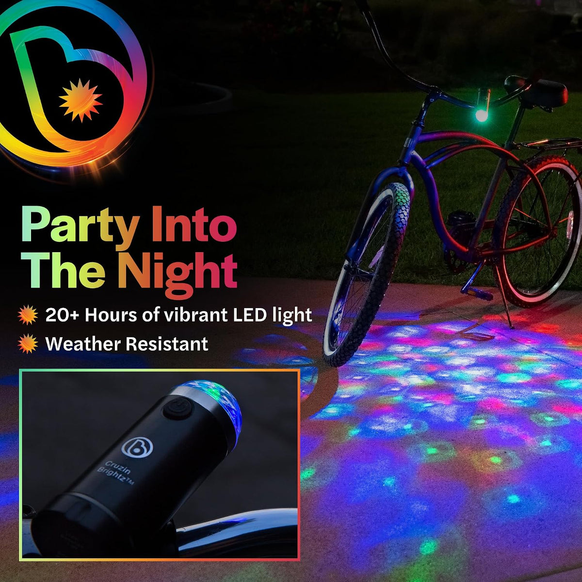 Brightz Disco Bike Lights, RGB LED Bicycle Light for Burning Man
