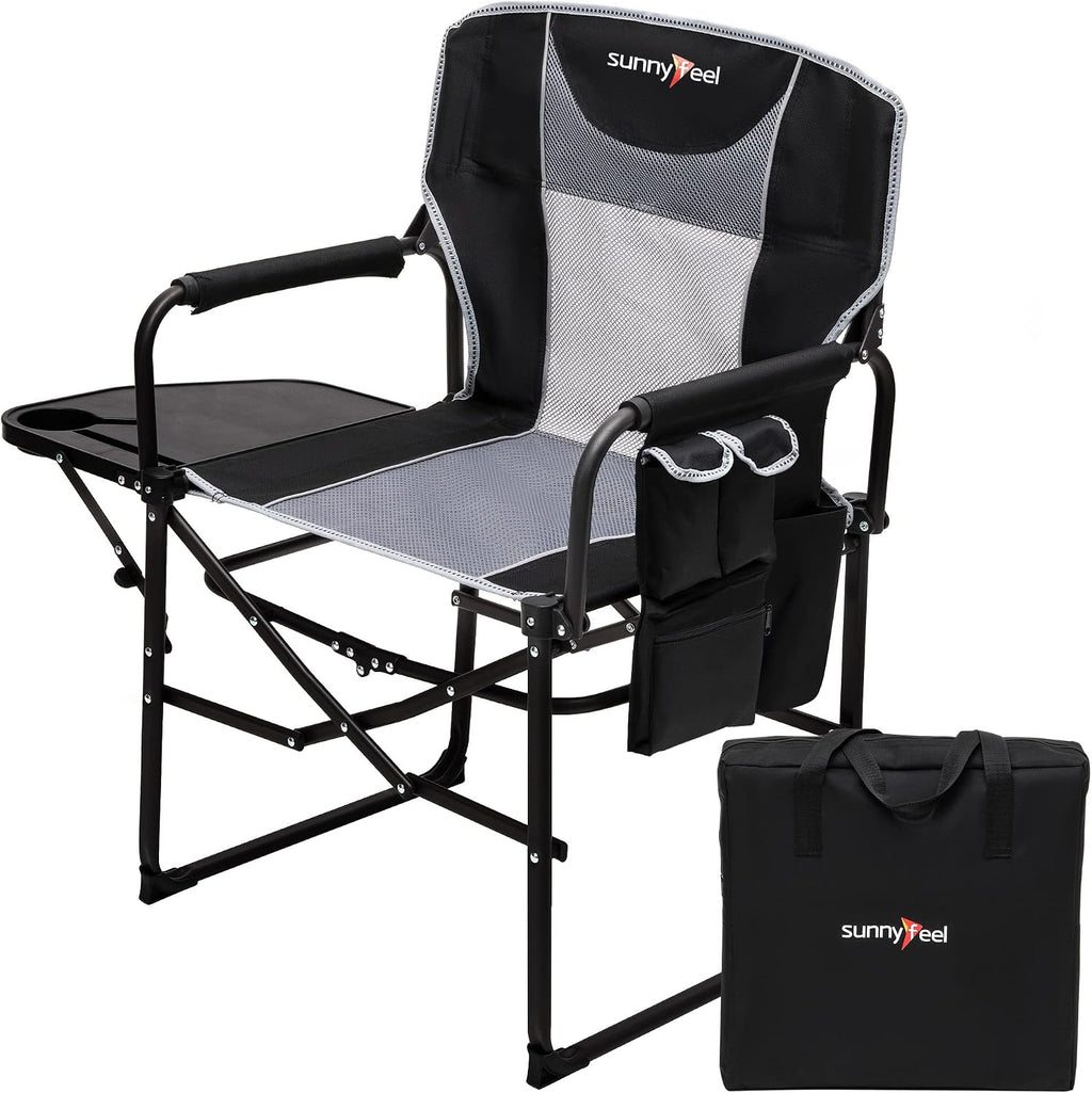 SUNNYFEEL Oversized Camping Chair Portable Directors Chairs with Side Table