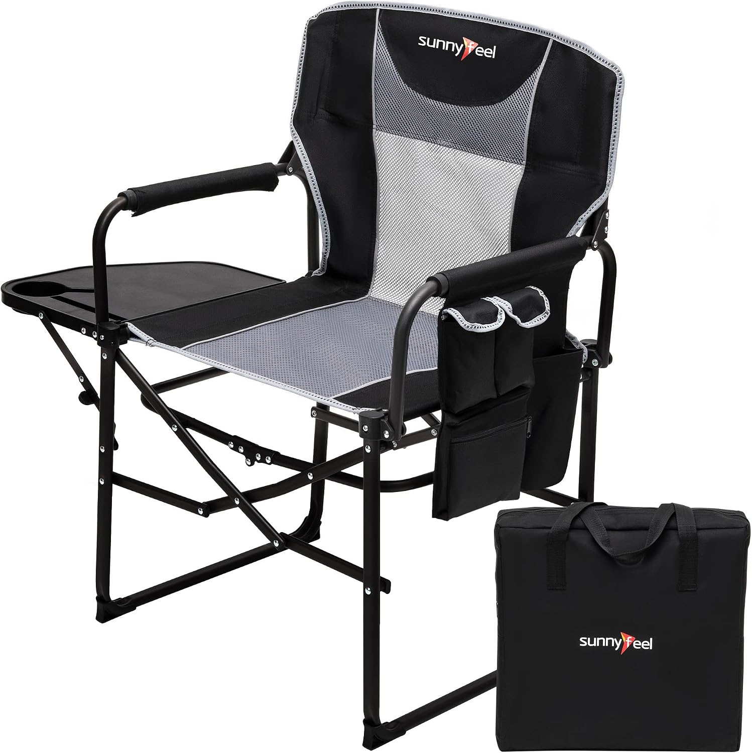 SUNNYFEEL Oversized Camping Chair Portable Directors Chairs with Side Table