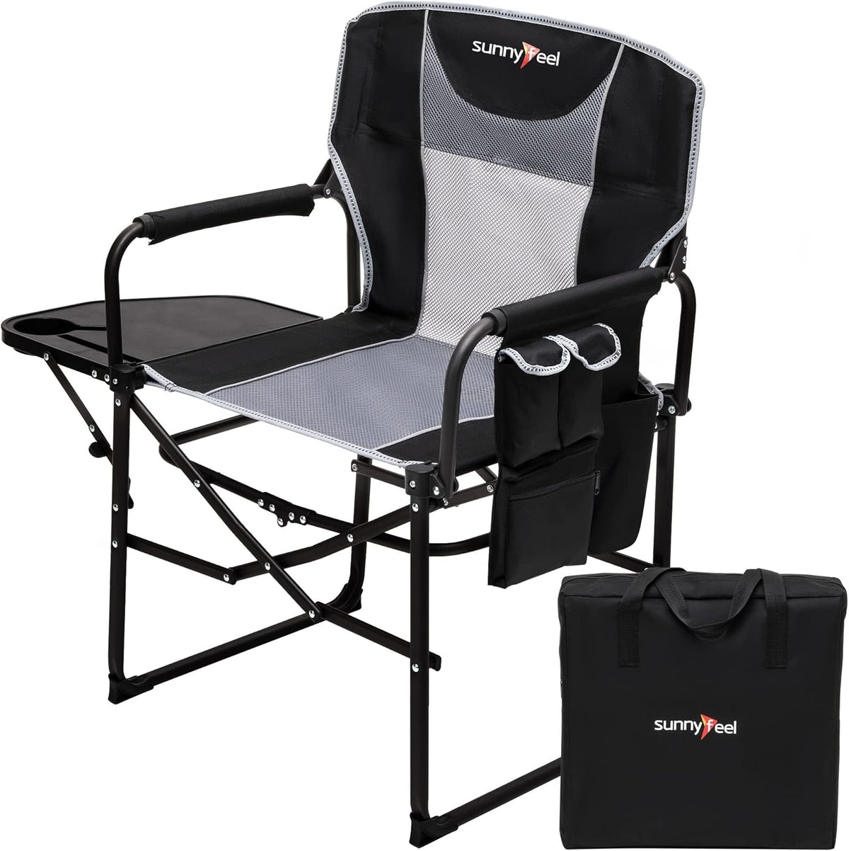 SUNNYFEEL Oversized Camping Chair Portable Directors Chairs with Side Table