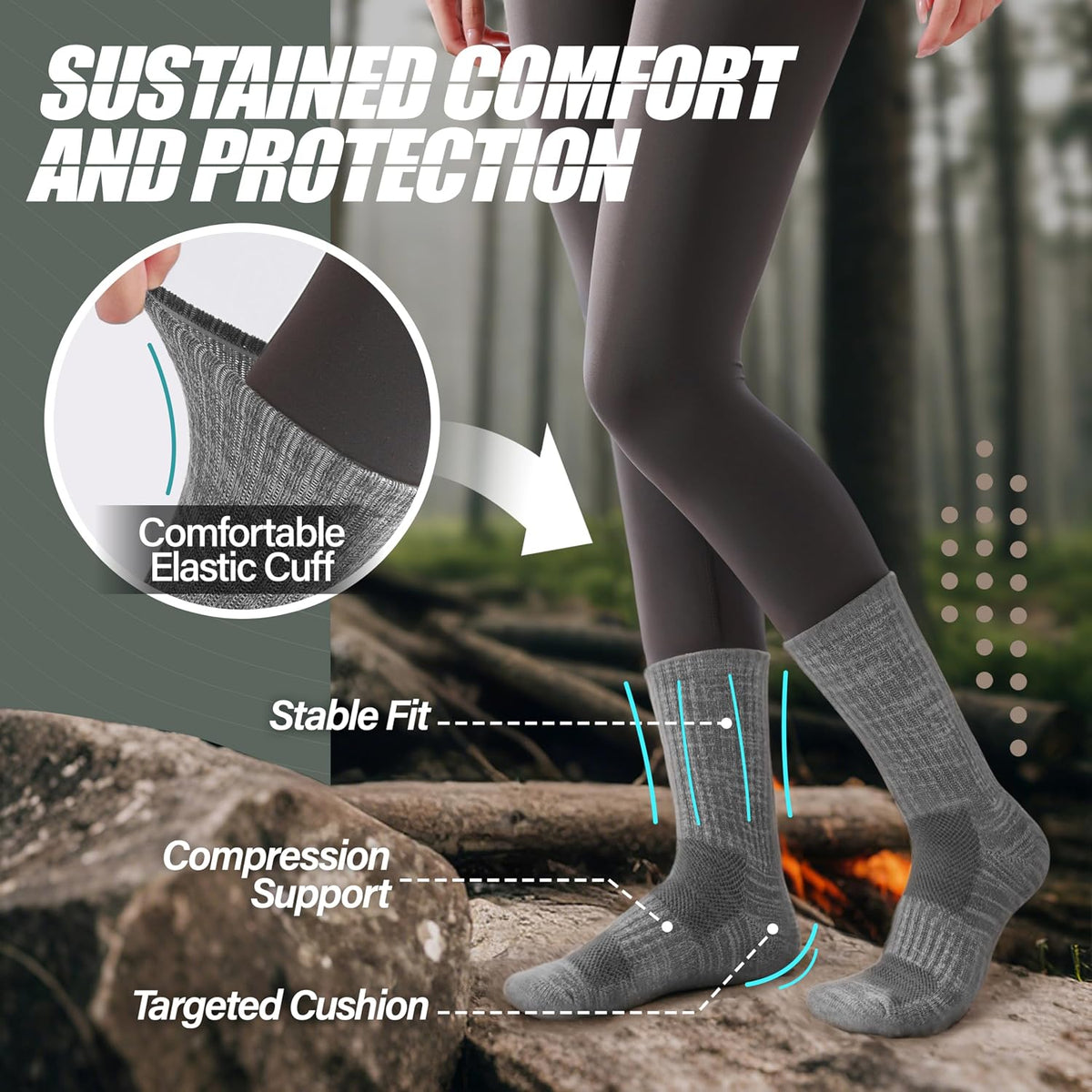 ANTSANG Merino Wool Hiking Socks, Maximum Breathability, for Men and Women