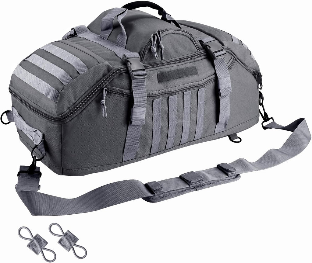 Hannibal Tactical 65L Large Duffle Bag, 3-in-1 Tactical Backpack MOLLE Pack for Sports, Gym, Outdoor, Black