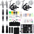 2PCS Telescopic Fishing Rods and Reels Combo Set Portable Fishing Pole