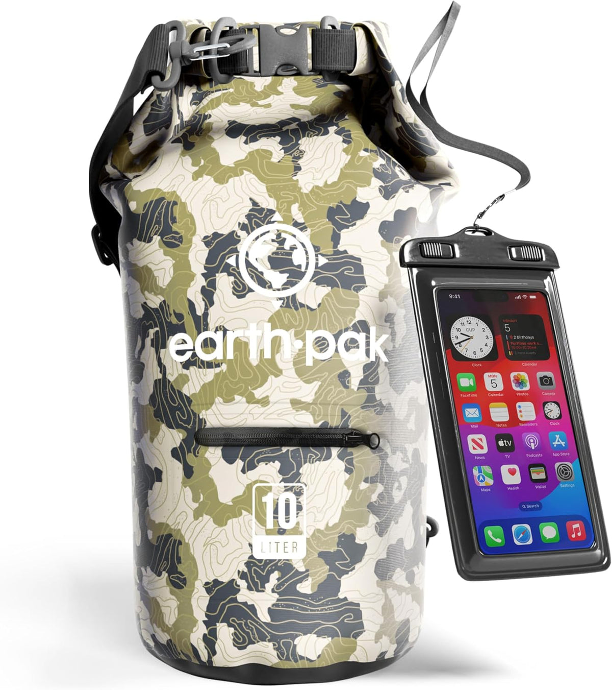 Earth Pak Waterproof Dry Bag with Zippered Pocket - Waterproof Dry Bag Backpack Keeps Gear Dry