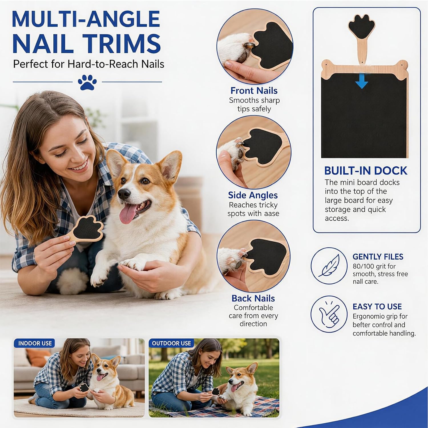 Double-Sided Dog Scratch Board Set with Mini Nail File