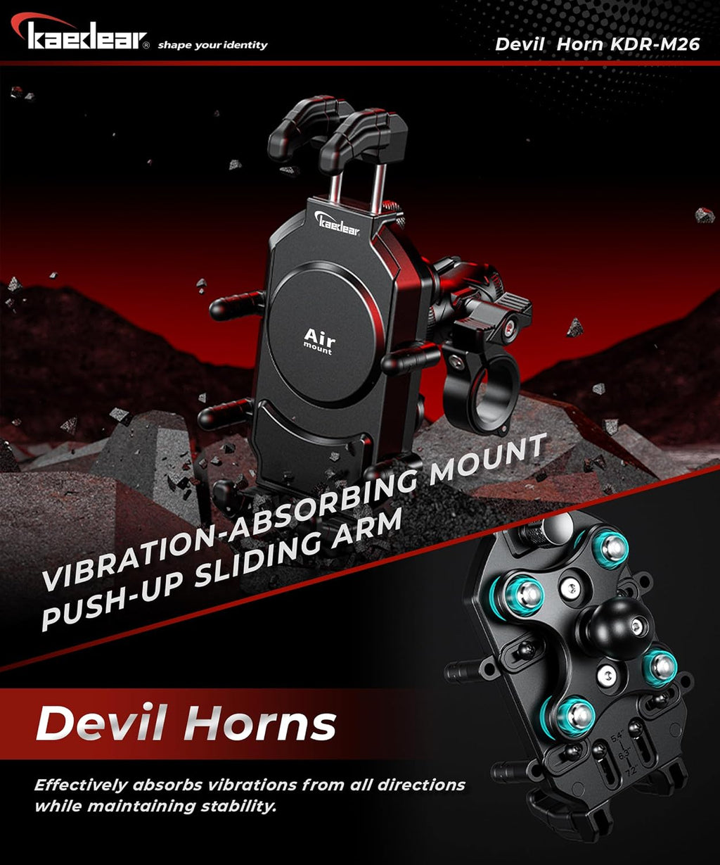 Kaedear Vibration-Resistant Motorcycle Phone Mount, KDR-M26C