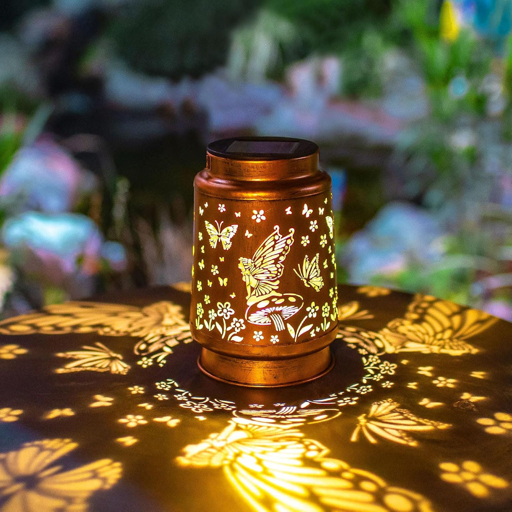 Fairy Solar Lanterns Outdoor Waterproof,Hanging Solar Lights Gifts for Women Mom Grandma Metal Decorative LED Lantern Outside for Yard,Patio,Lawn,Porch,Backyard,Garden Decor