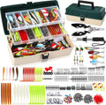 517 Pcs Large 3 Layers Fishing Lures Tackle Box Kit, Dark Green Milky White