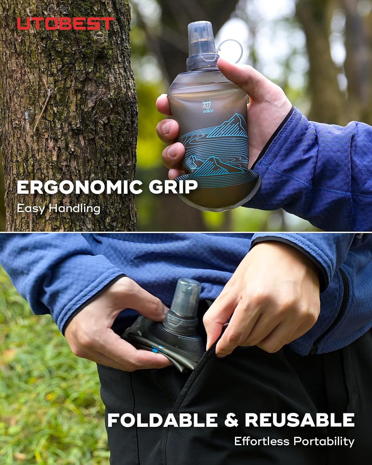UTOBEST Soft Flask 200ml Collapsible Running Water Bottles
