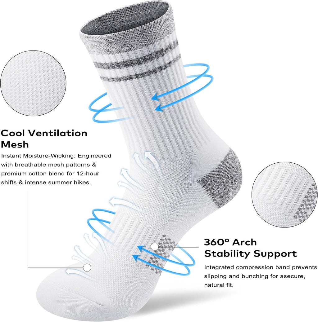 Gonii Women Athletic Cushioned Crew Socks 5 Pairs