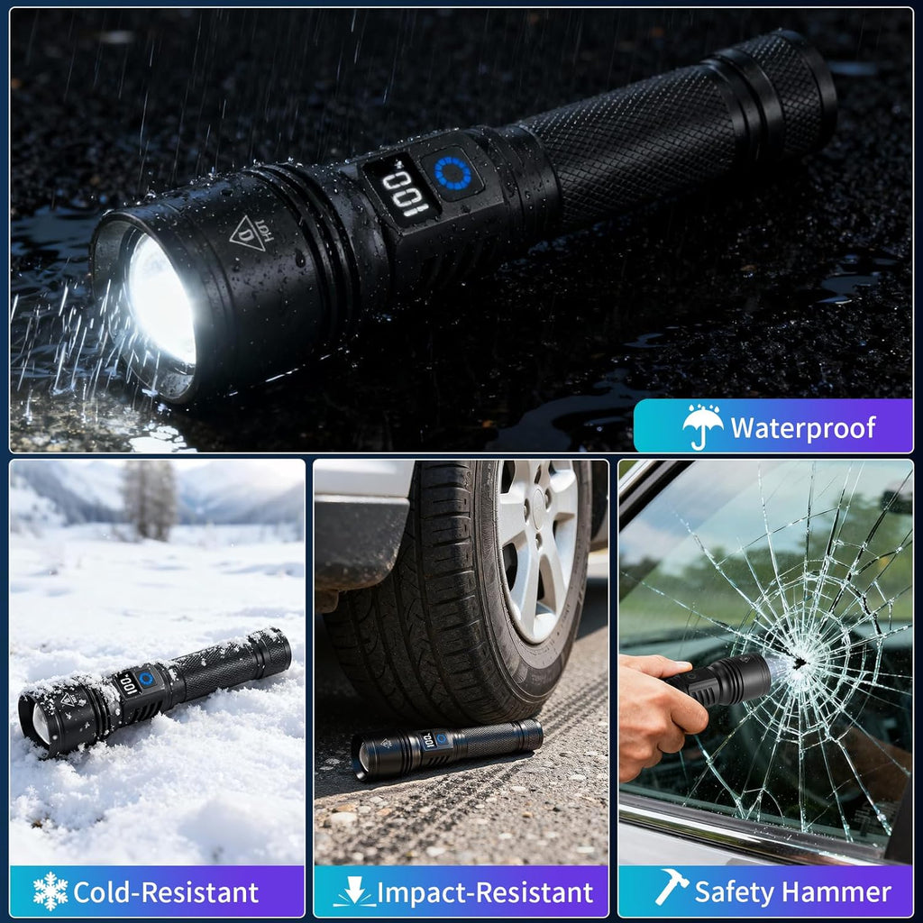 2Pack Rechargeable Flashlights High Lumens, Flash Light for Home