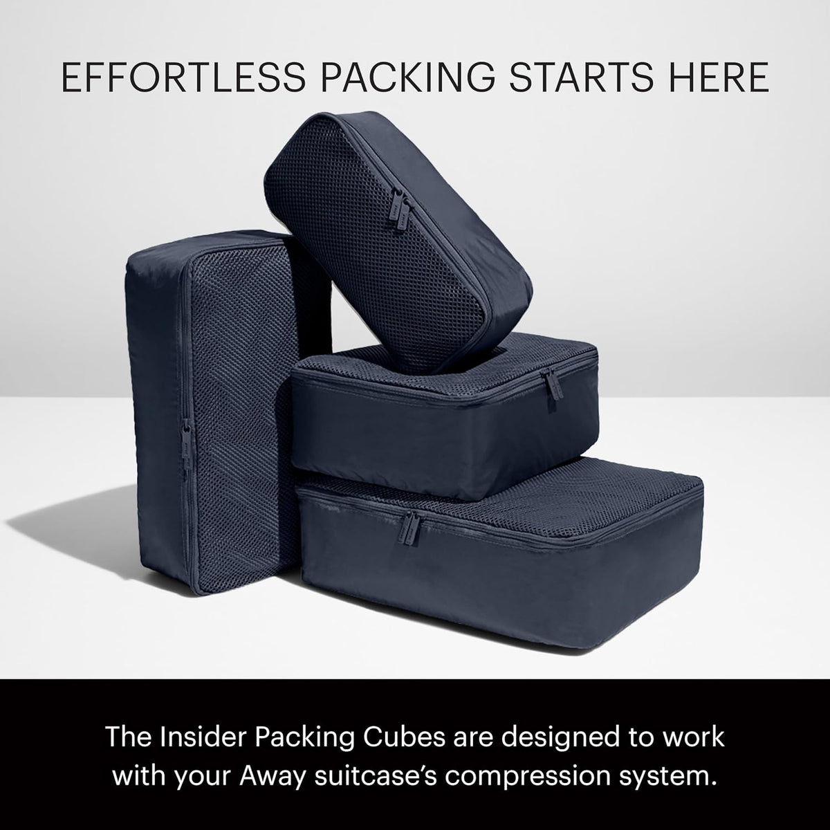 Away Insider Packing Cubes Set of 4, Lightweight Travel Luggage Organizers