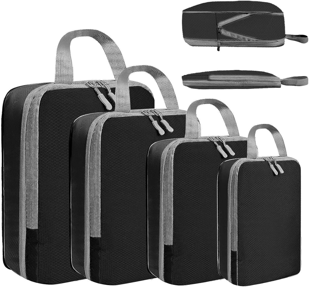 LANSKLBD 6/8 Set Packing Cubes for Suitcases Travel Luggage Packing Organizers,Travel Accessories Essentials Luggage Organizer with Shoe/Tioletry/Laundry Bag (Black, 8 set)