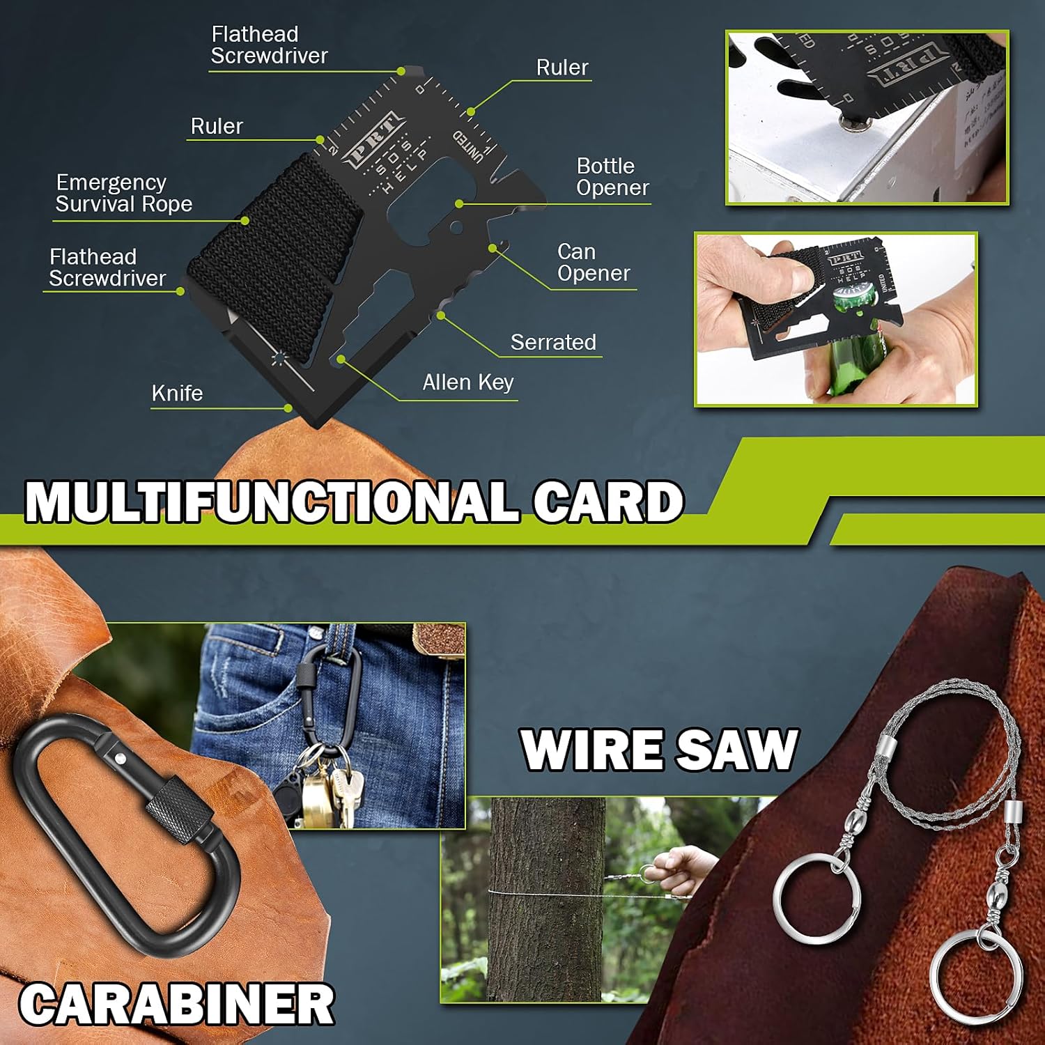 Survival Kit 17 in 1, Survival Gear and Supplies for Adult Teen Men, Survival Case, 2025 Xmas Holiday Surprise Gift for Fishing Hunting Camping Outdoor Adventure Gifts for Men Fathers Day