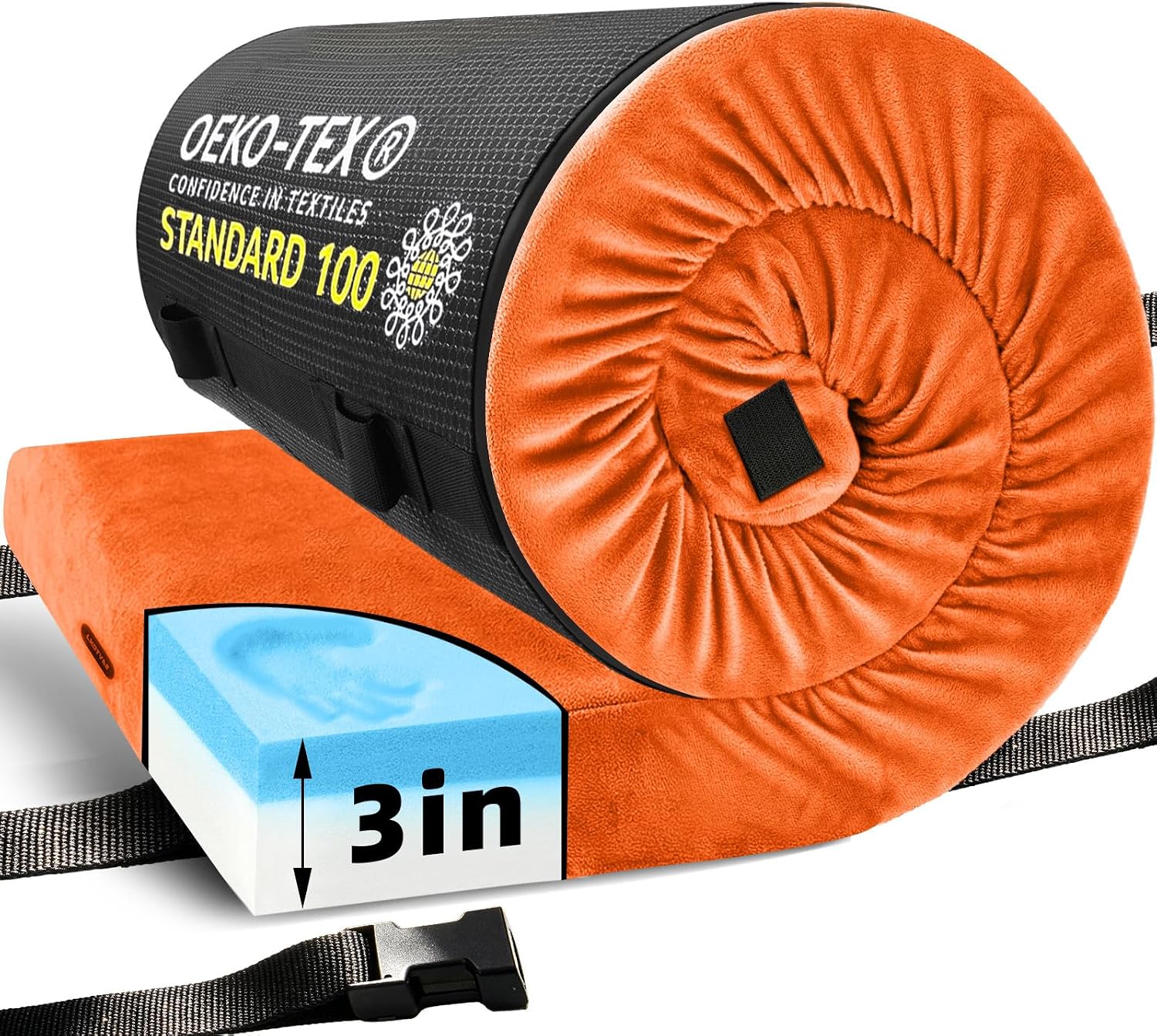 Memory Foam Camping Mattress pad, Comfortable Thick Floor Sleeping Mat for Adults with Waterproof and Non-Slip Bottom, Portable Roll Up Mattress for Sleepover Guest,Cot Mad for Car Camping