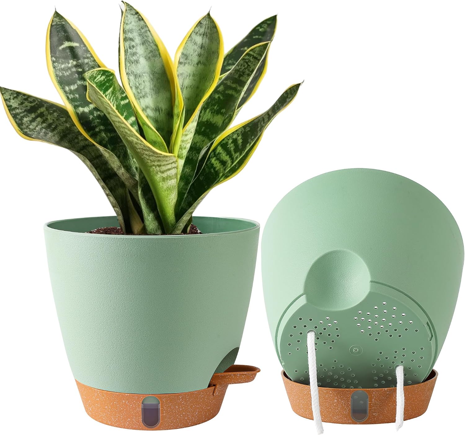 2 Pack 8 Inch Pots for Plants Indoor, Plastic Self Watering Planters