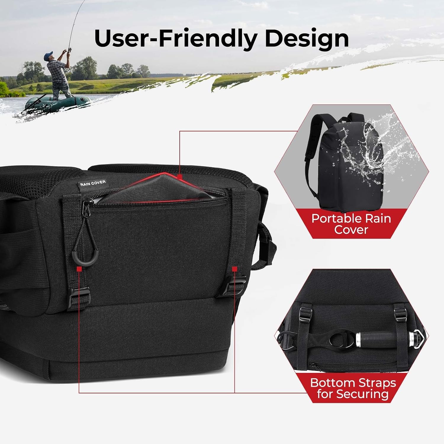 Piscifun Fishing Tackle Backpack, Rod & Gear Holder, Water-Resistant