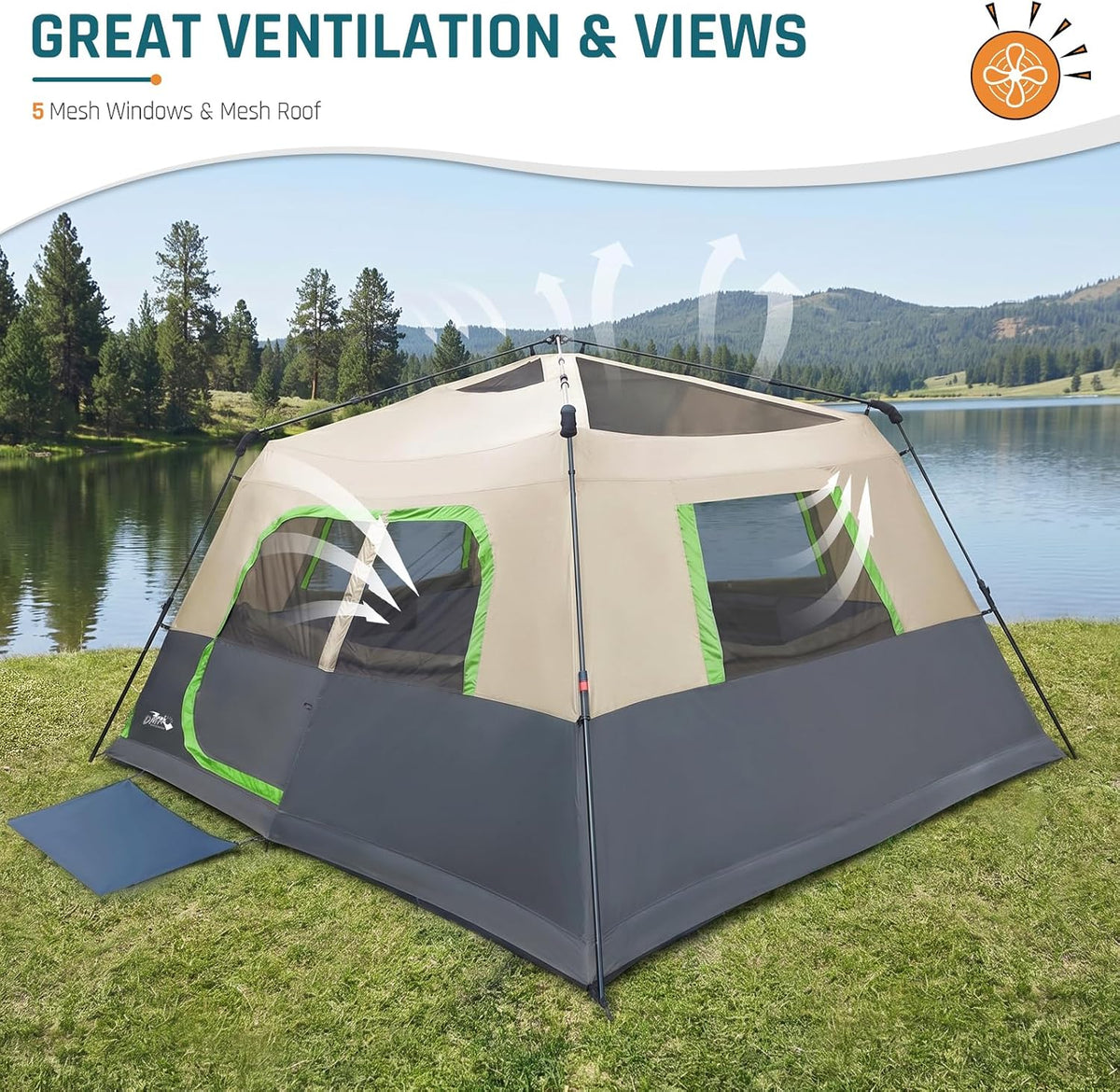 DMH OUTDOORS 8 Person Instant Tents for Camping with Porch Easy Setup 60s