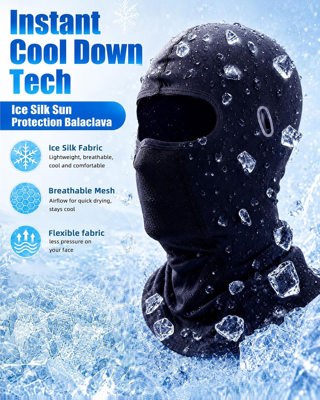 3 Pieces Unisex Ice Silk Mesh Balaclava Ski Mask, Full Cycling Face Cover