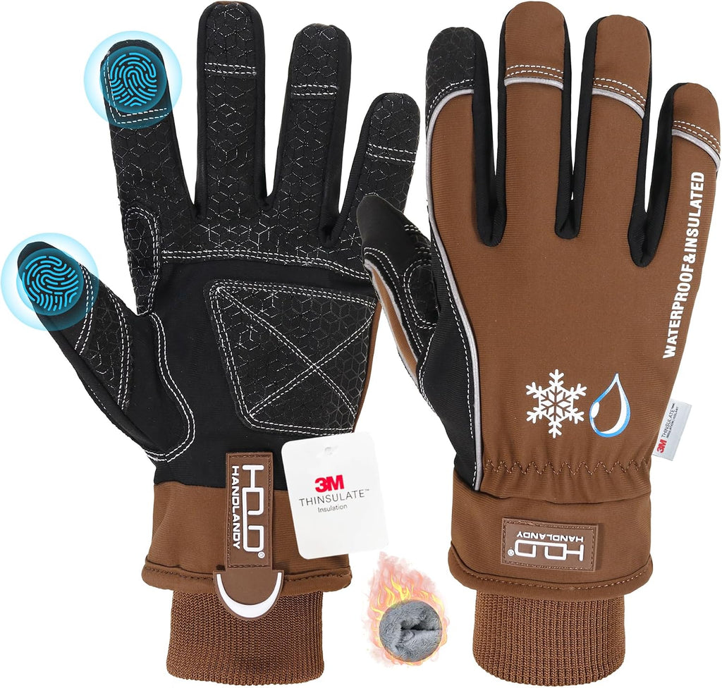 HANDLANDY Winter Work Gloves, 3M Thinsulate Waterproof Insulated Glove for Men Women