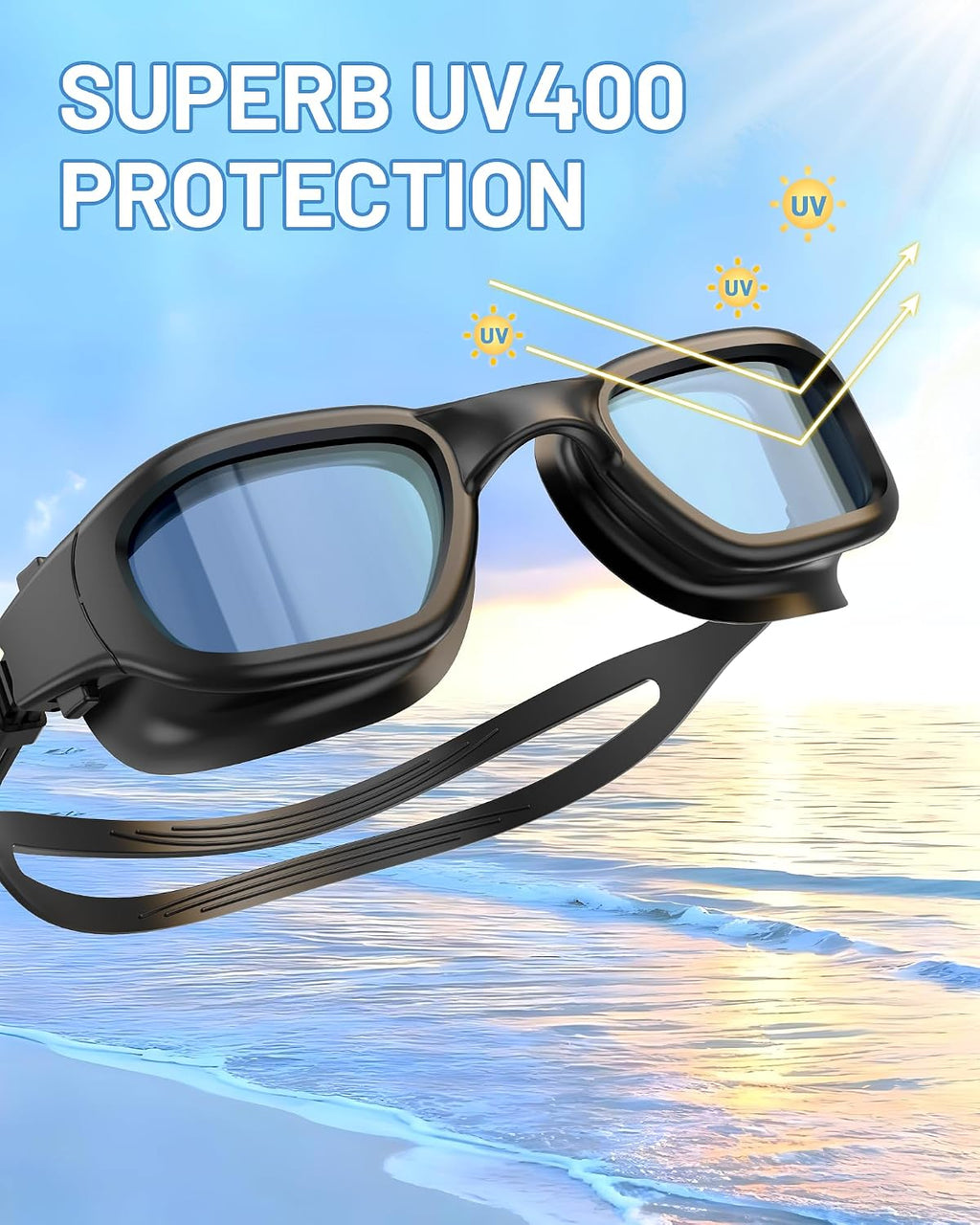 Polarized Swim Goggles for Adults, Anti-Fog & UV Protection