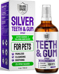 SILVER GRADE Teeth & Gum Cat & Dog Breath Freshener Spray – No Brushing Dog Dental Care Helps with Tartar & Caries – Pet Plaque Remover with Silver 25 PPM – Gentle Formula for Healthy Gums – 4 oz