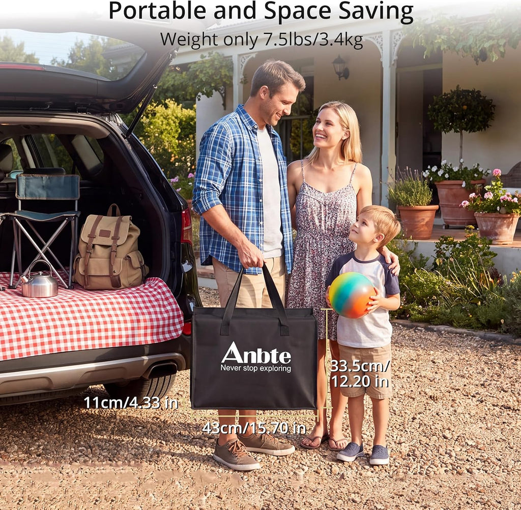 Anbte 3ft Folding Camping Table, 3 Adjustable Height 29.5", Rustic Brown