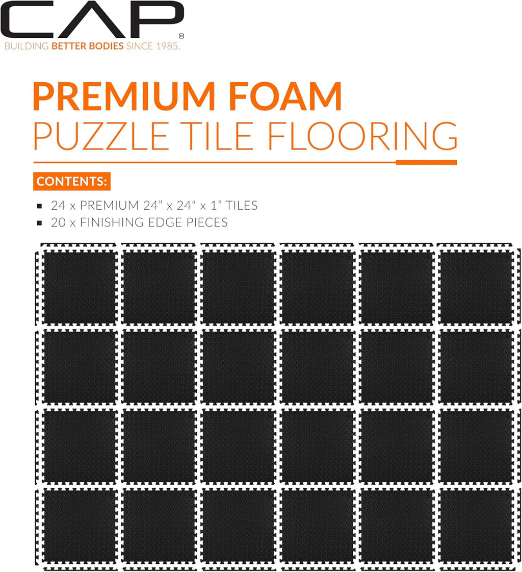 CAP Puzzle Exercise Mats | 1” Thick EVA Interlocking Foam Tiles for Home Gym Flooring | Multiple Options