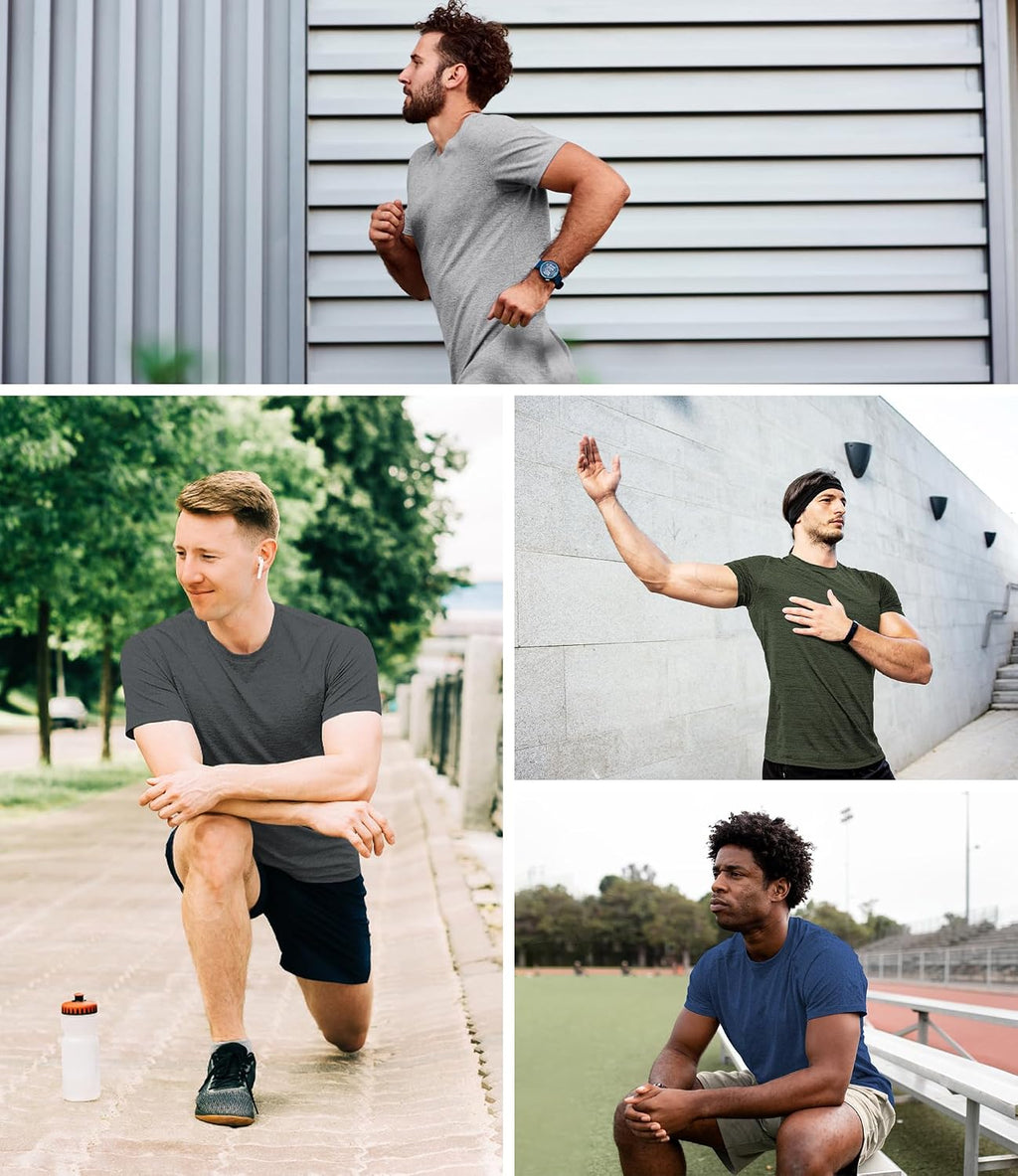 Kinglaman 1/4/5/6 Pack Men's Workout Gym Dry Fit Short Sleeve T Shirts
