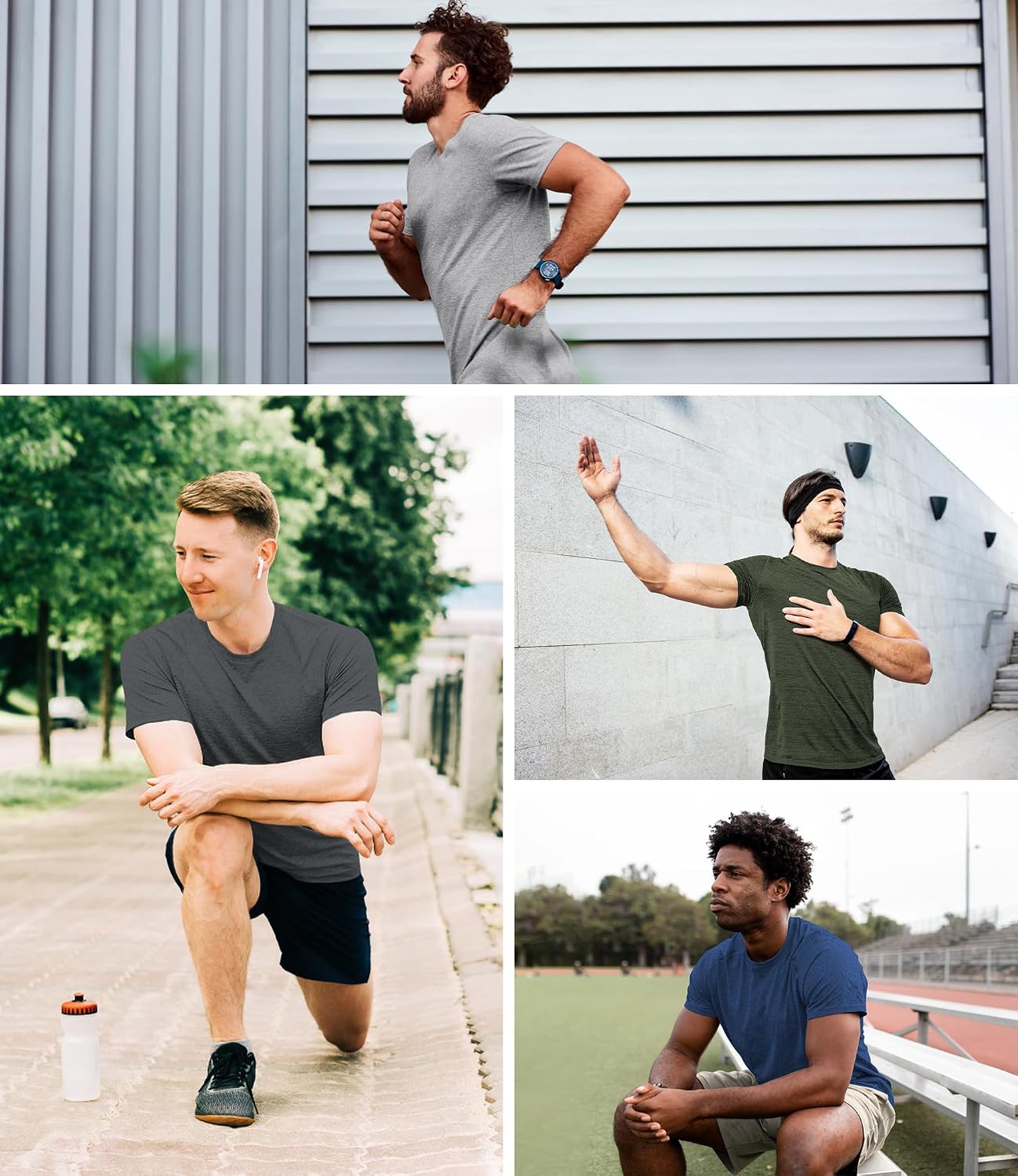 Kinglaman 1/4/5/6 Pack Men's Workout Gym Dry Fit Short Sleeve T Shirts