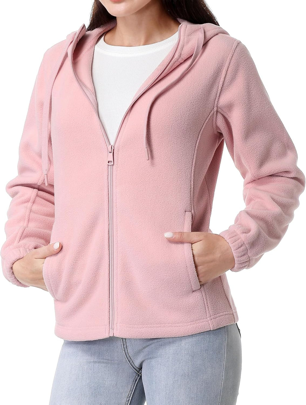 GIMECEN Women's Soft Polar Fleece Jacket Full Zip Hooded Sweatshirts