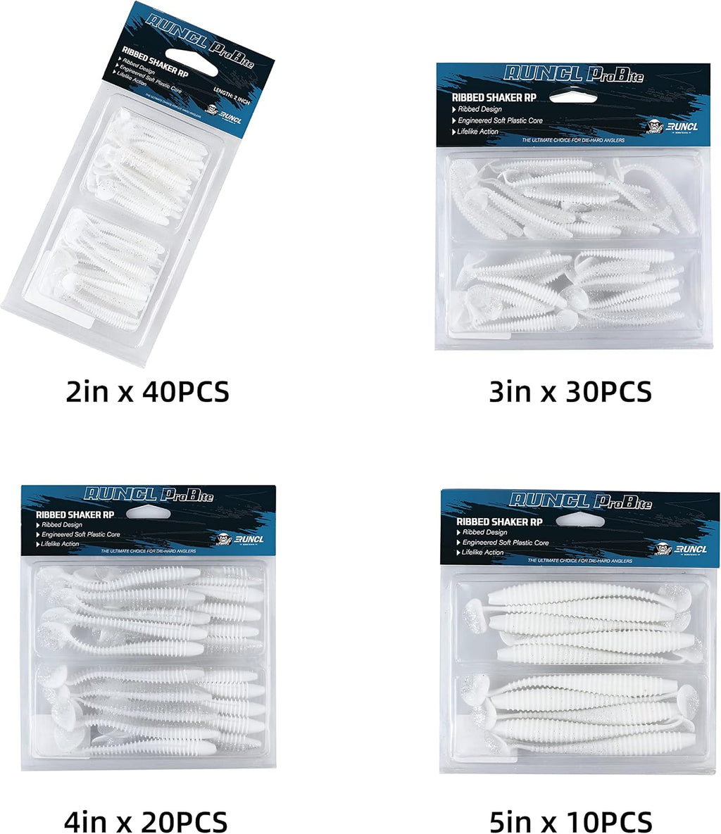 RUNCL Swimbaits Paddle 10/20/30/40PCS, 5/4/3/2 Inchs Paddle Tail, Soft Lure for Trout Crappie Bass, Durable Plastic Bait Swimmer for Saltwater/Freshwater, Fishing Lover's Gift