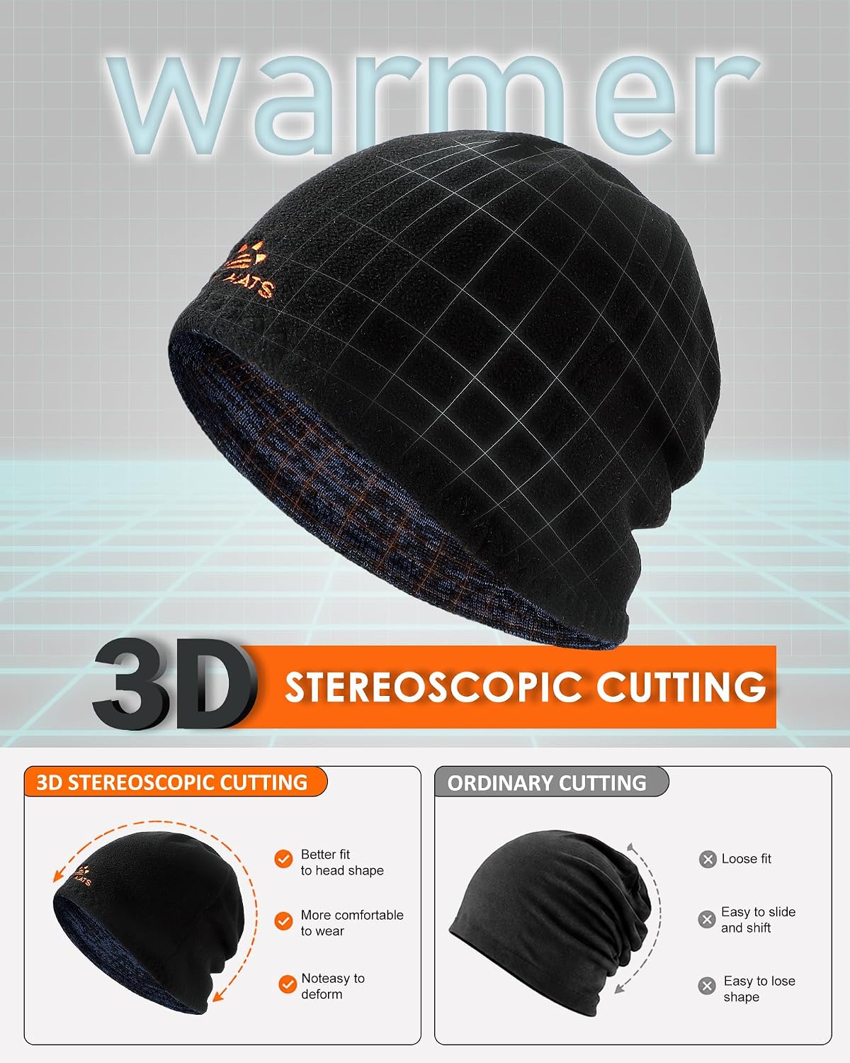 Winter Beanie Hat Scarf Set for Men Women Fleece Lined Warm Windproof Ski