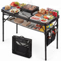 Folding Grill Table, 34 x 16 in Portable Camping Table for Picnic