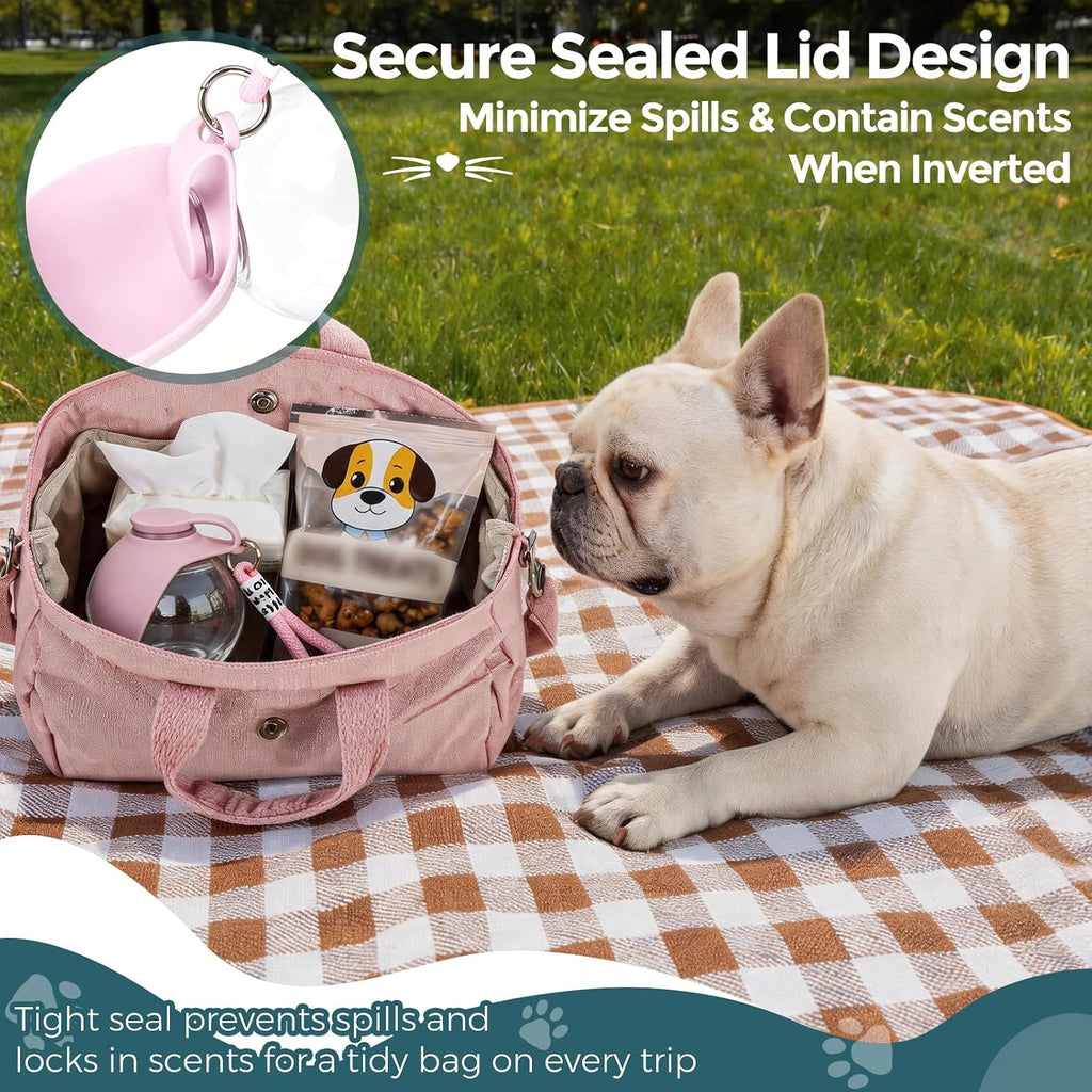 Portable 10oz Dog Water Bottle, Leakproof Cup with Folding Silicone Bowl