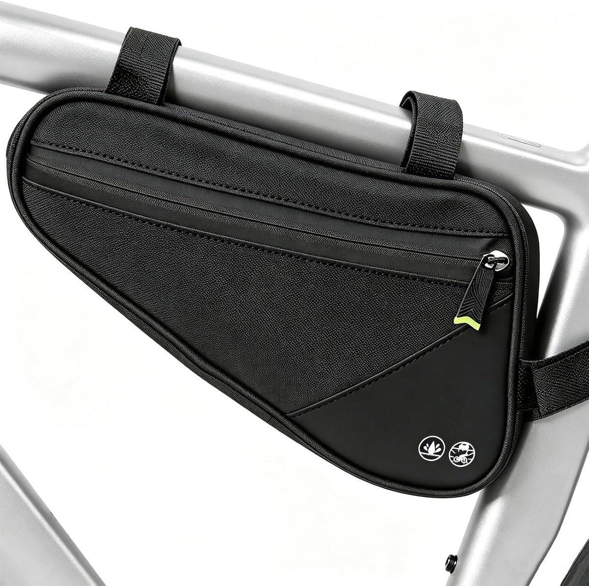 Bike Frame Bag, Water-Resistant Triangle Storage Travel Bag for Mountain Road Bike, Cycling Storage Tool Accessories with 3 Straps and Leg-Friendly Design