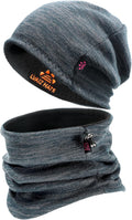 Winter Beanie Hat Scarf Set for Men Women Fleece Lined Warm Windproof Ski