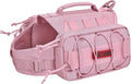 ONETIGRIS Dog Backpack for Medium & Large Dogs, Nylon Backpack for Dogs Tactical Pet Backpack with Side Pockets for Hiking Walking Training Running (Pink, Medium)