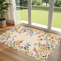 Colorful Floral Entry Rug - 3x5 Ft Washable Indoor Outdoor Front Door Mat Outside Entrance Front Porch Mat Non-Slip Boho Throw Rugs for Living Room Bedroom Entryway Kitchen Office Porch Decor