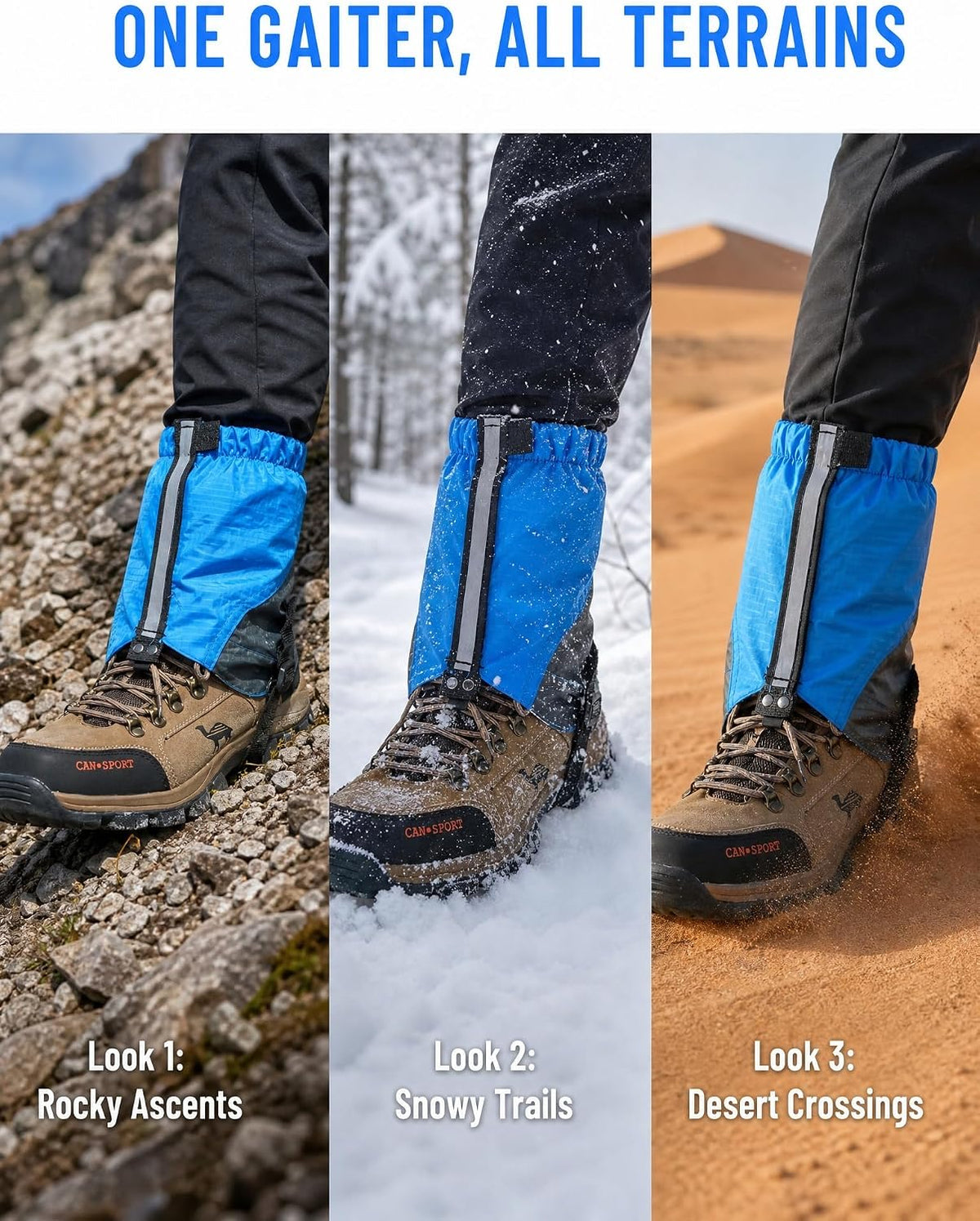 Ankle Gaiters, Lightweight Waterproof Trail Gaiters, Hiking Gaiters for Camping, Desert Trekking, Trail Running, Sandproof Snowproof Leg Gaiters for Men Women