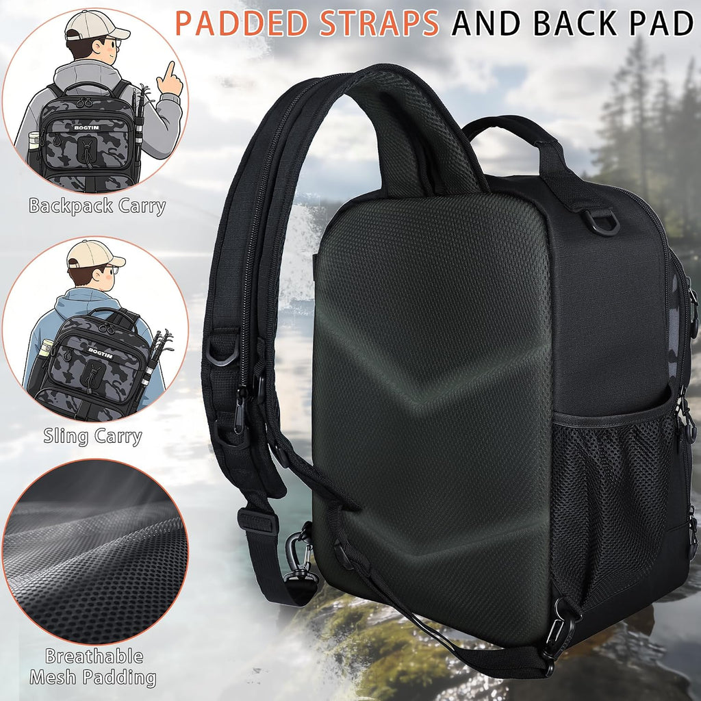 Fishing Backpack with Tackle Boxes & Lures Kit Lightweight 25L Tackle Bag with Fishing Gear and Rod Holder, Fish Gifts for Men Woman-Camo Backpack